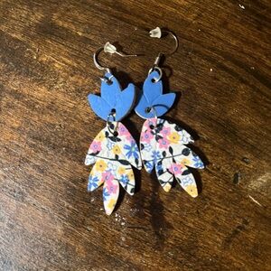 Floral Leaf Drop Leather Earrings